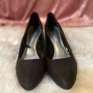 Black glitter kitten heel